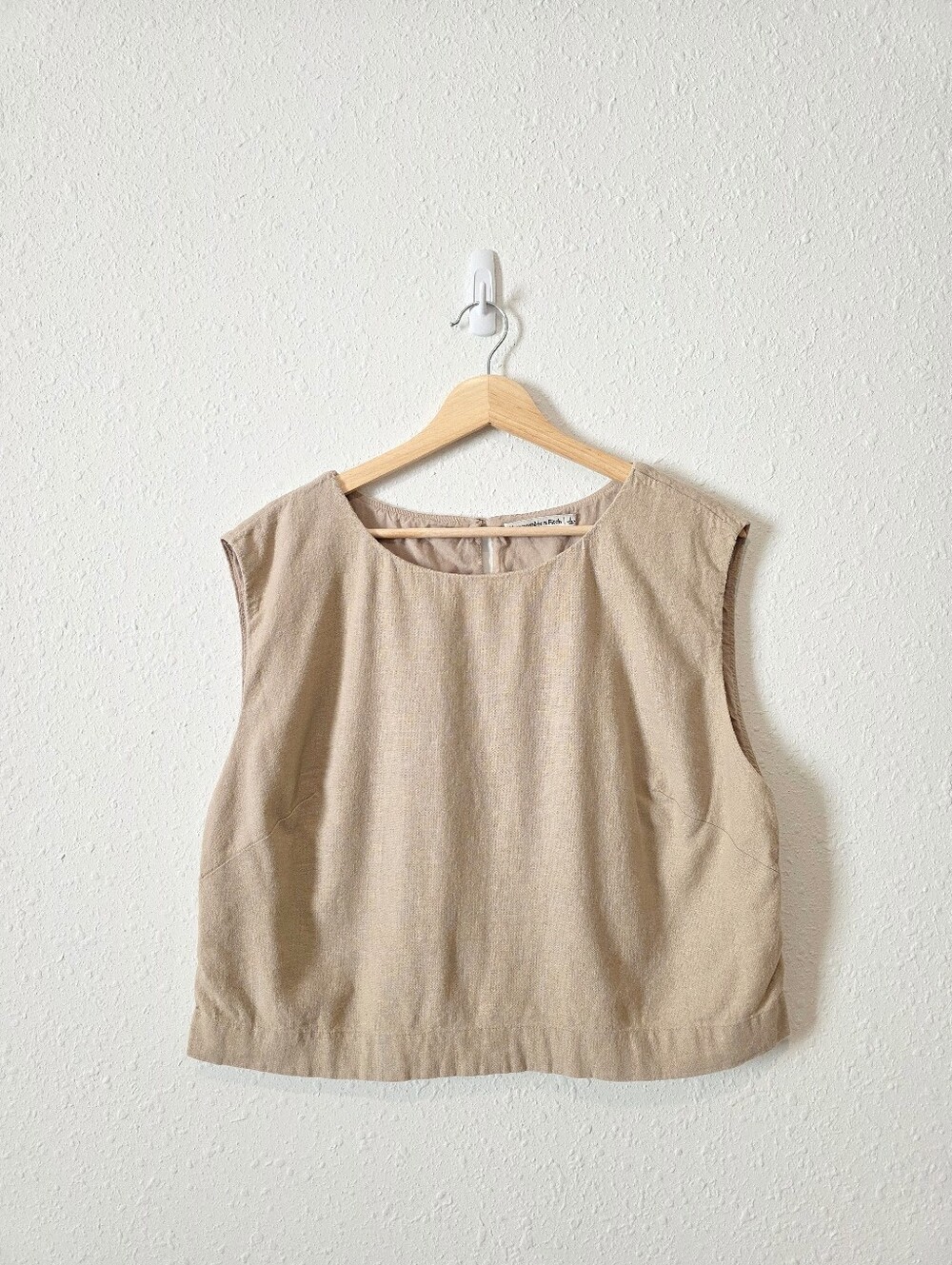 Abercrombie Neutral Linen Blend Boxy Top L